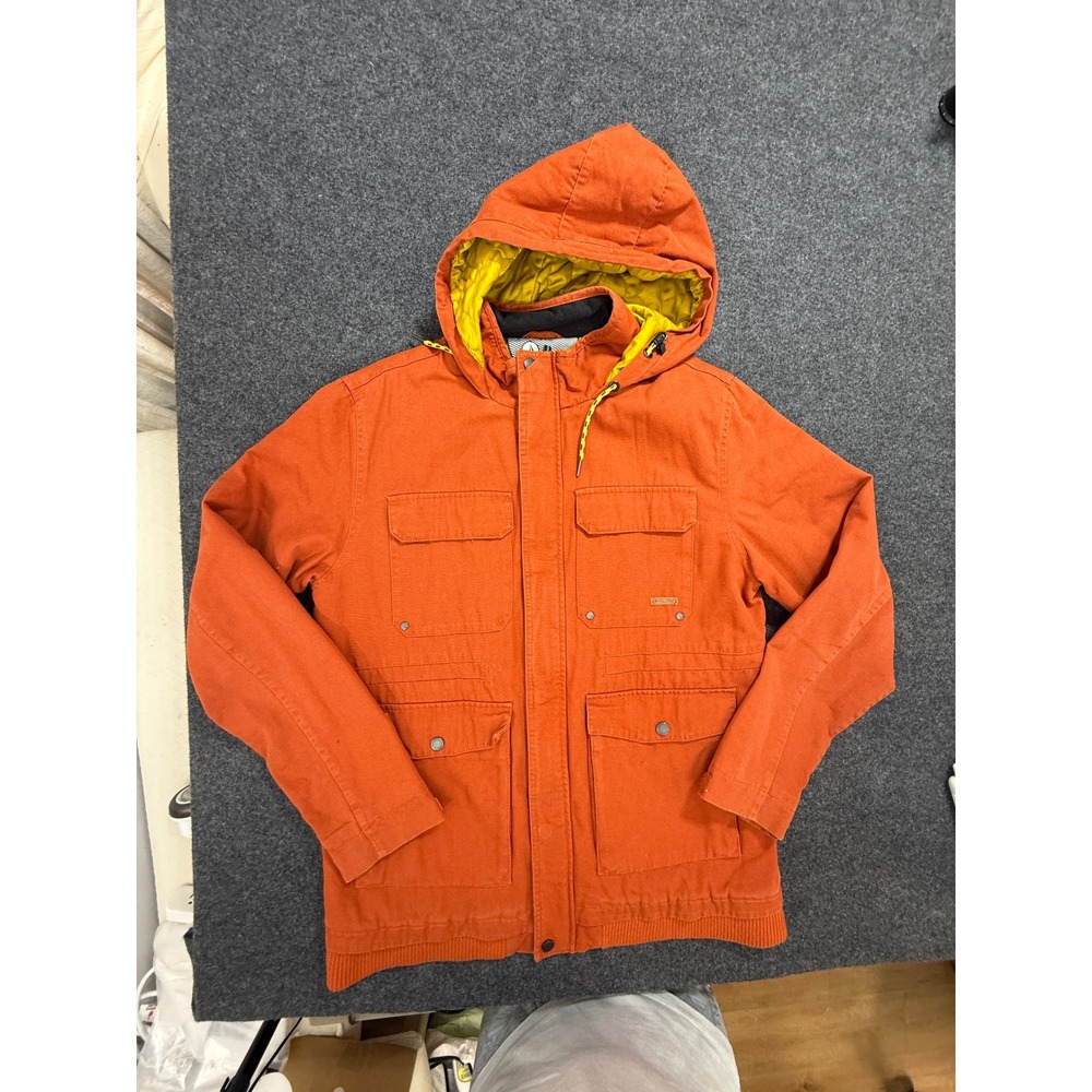 Volcom Jacket Mens XL Orange Hooded Canvas‎ DWR Water Repellent Workwear Skate